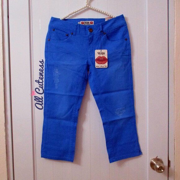 WAM Blue Capri Pants Size 3 / 4 - Picture 1 of 14